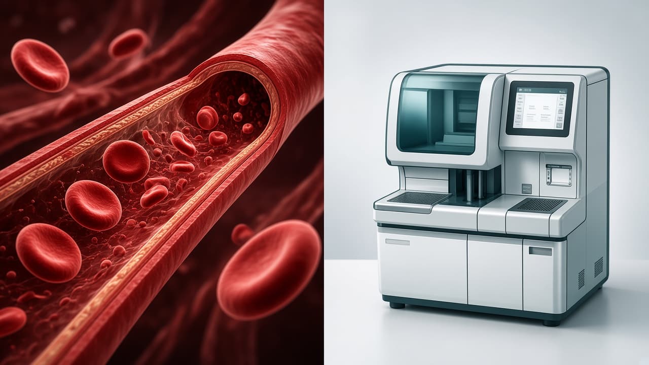 Ilustración educativa de Estudios de hemostasia y coagulación